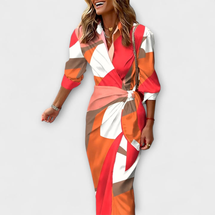 Clarissa - Pruhované Midi Košilové Šaty