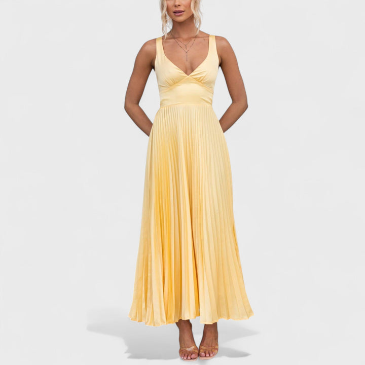 Marie - Žluté Šaty s V Výstřihem