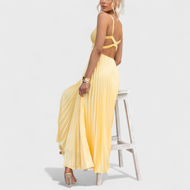Marie - Žluté Šaty s V Výstřihem