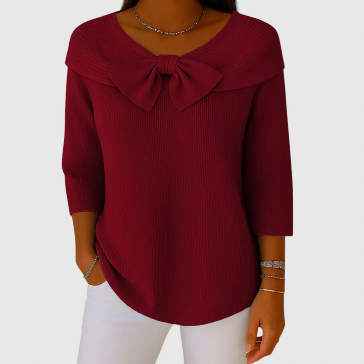 Serenna – Dámský svetr s mašlí a kulatým výstřihem