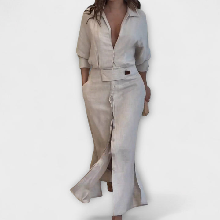 Jeanette - Maxi šaty s V-výstřihem