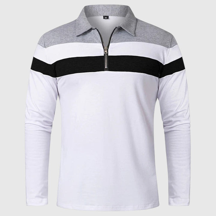 Libuše- Elegantní svetr se zipem a pruhy